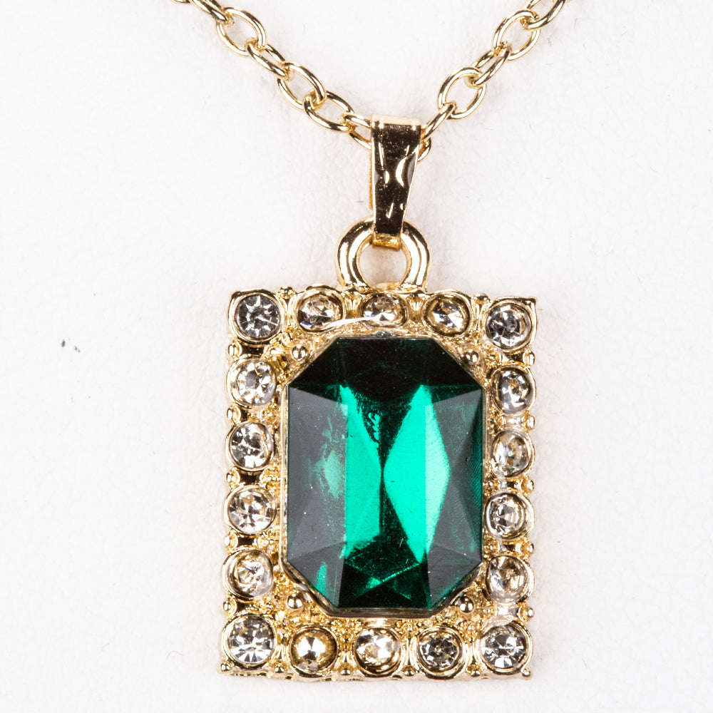 Kullattu TeräsRannekello Vihreällä Emporia® Kristallilla ja Valkoisella Emporia® Kristallilla ( Kaulakoru+Korvakorut+Riipus ) 3 