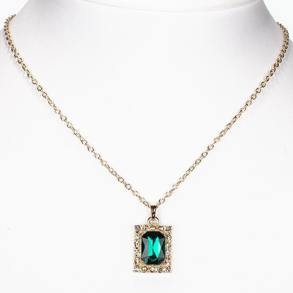 Kullattu TeräsRannekello Vihreällä Emporia® Kristallilla ja Valkoisella Emporia® Kristallilla ( Kaulakoru+Korvakorut+Riipus ) 4 