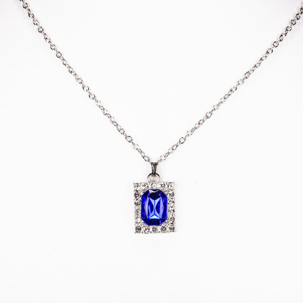 Kullattu TeräsRannekello Sinisellä Emporia® Kristallilla ja Valkoisella Emporia® Kristallilla ( Kaulakoru+Korvakorut+Riipus )