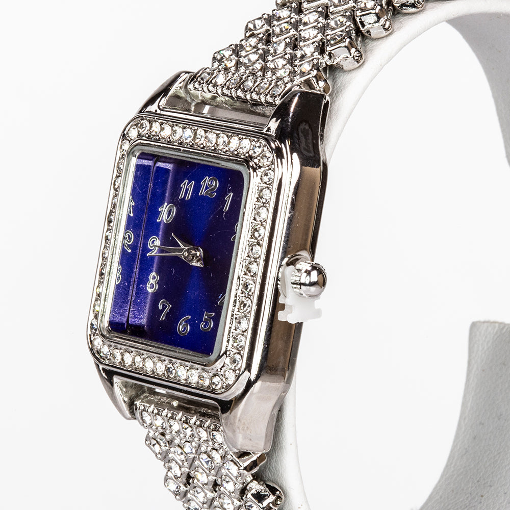 Kullattu TeräsRannekello Sinisellä Emporia® Kristallilla ja Valkoisella Emporia® Kristallilla ( Kaulakoru+Korvakorut+Riipus ) 7 