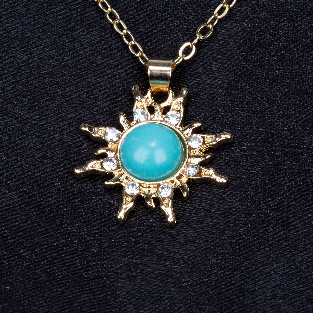 Kullattu TeräsKaulakoru Turkoosilla 6 