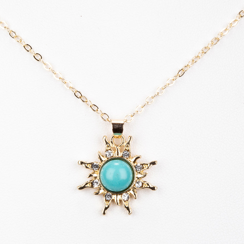 Kullattu TeräsKaulakoru Turkoosilla