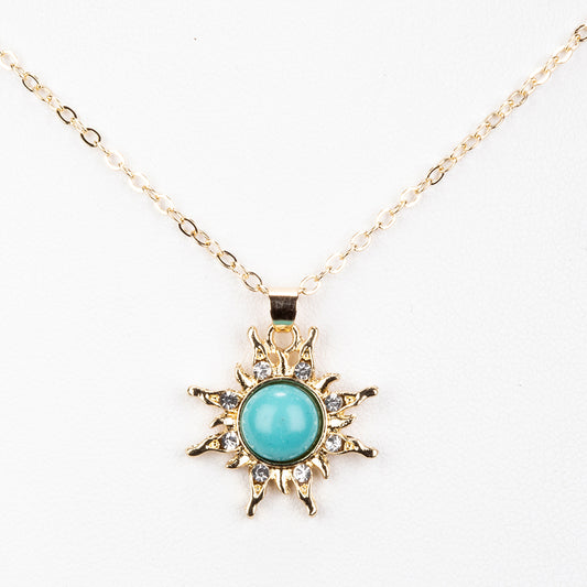 Kullattu TeräsKaulakoru Turkoosilla