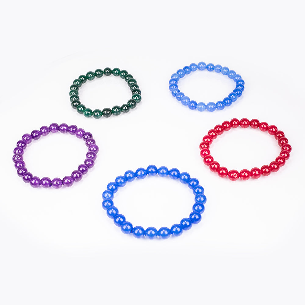 Set of Bracelet with Dyed Amethyst Jade, Green Jade, Light Blue Jade, Dark Blue Jade and Red Jade ATWG: 88.55 cts, AVG: 88.56 grms 5 