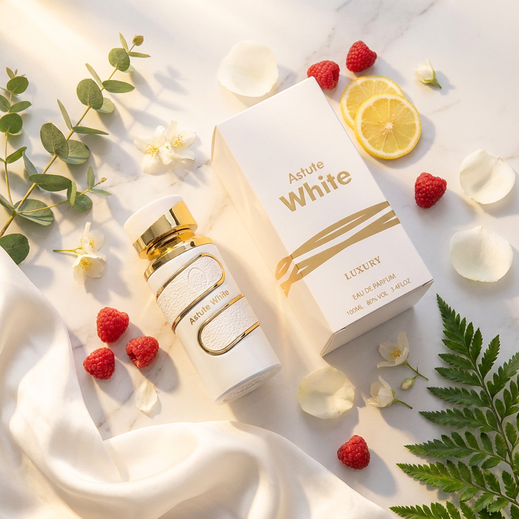 100 ml Eau de Perfume Oriental ASTUTE WHITE (TOP: RASPBERRY, LEMON, NEROLI; MIDDLE: ROSE, JASMINE; BASE: VANILLA, MUSK, AMBERWOOD) 2 