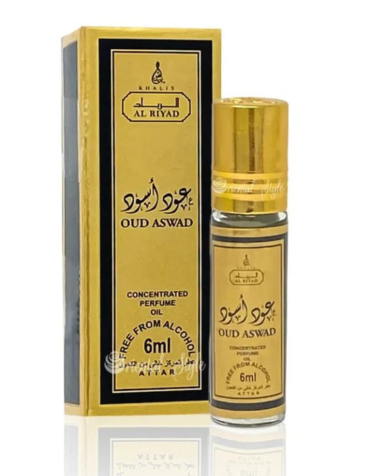 Oud Aswad Al Riyad -roll-on-parfyymiöljy 6 ml – puumainen ja mausteinen miesten tuoksu