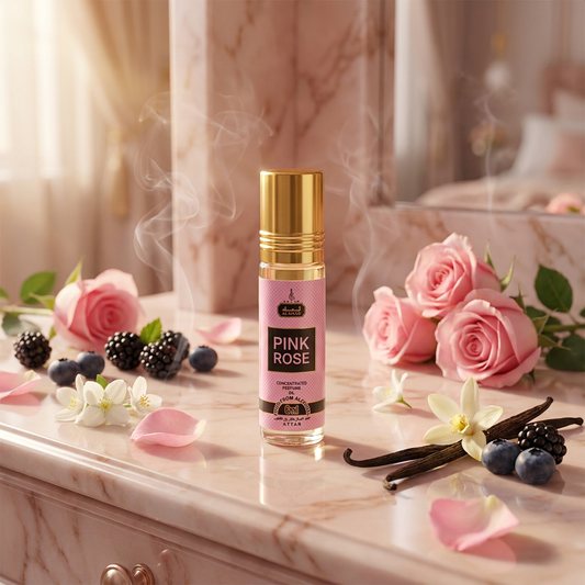 Pink Rose Al Riyad -roll-on-parfyymiöljy 6 ml – hedelmäinen ja kukkainen tuoksu naisille