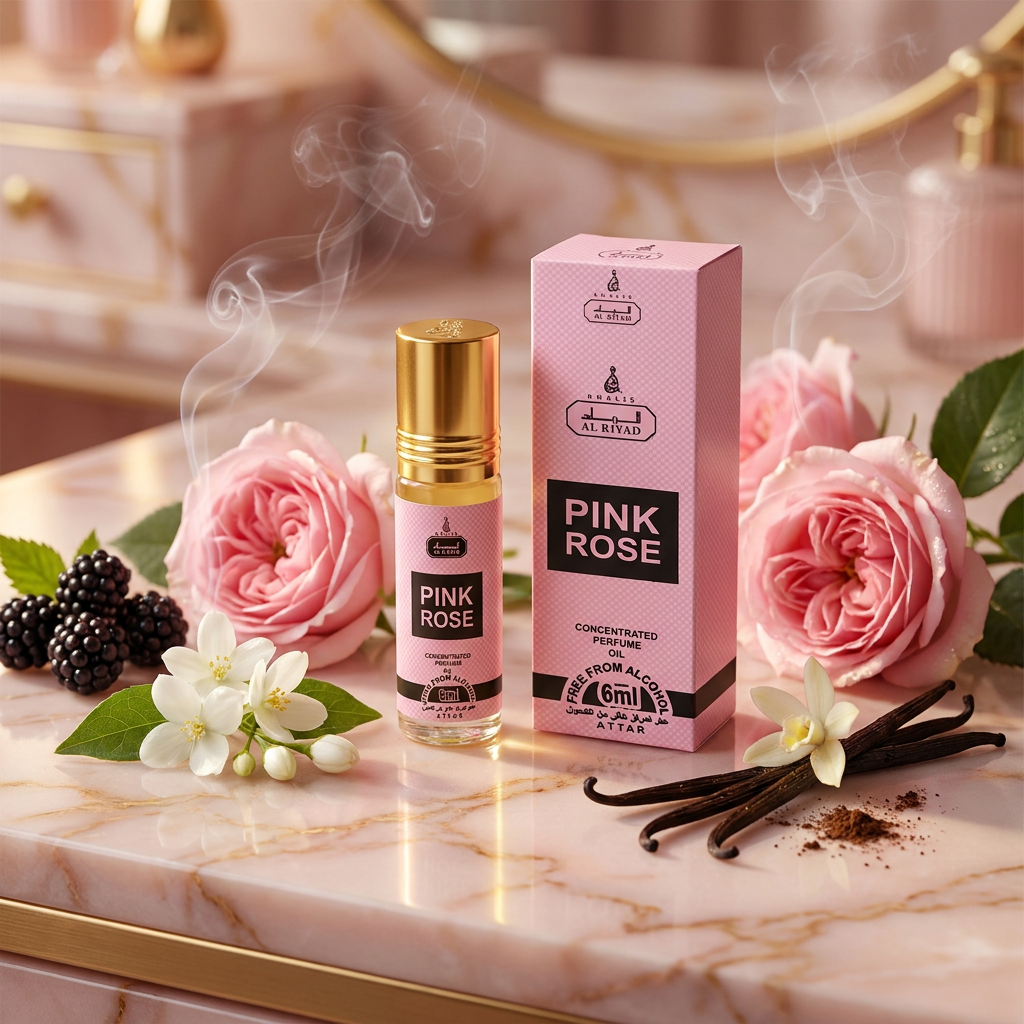 PINK ROSE 6 ml perfume oil (TOP: CASSIS, PINAPPLE, PINK PEPPER; MIDDLE: ROSE, JASMINE, MUGUET; BASE: PATCHOULI, INNCENSE, VANILLA, MUSK) 4 
