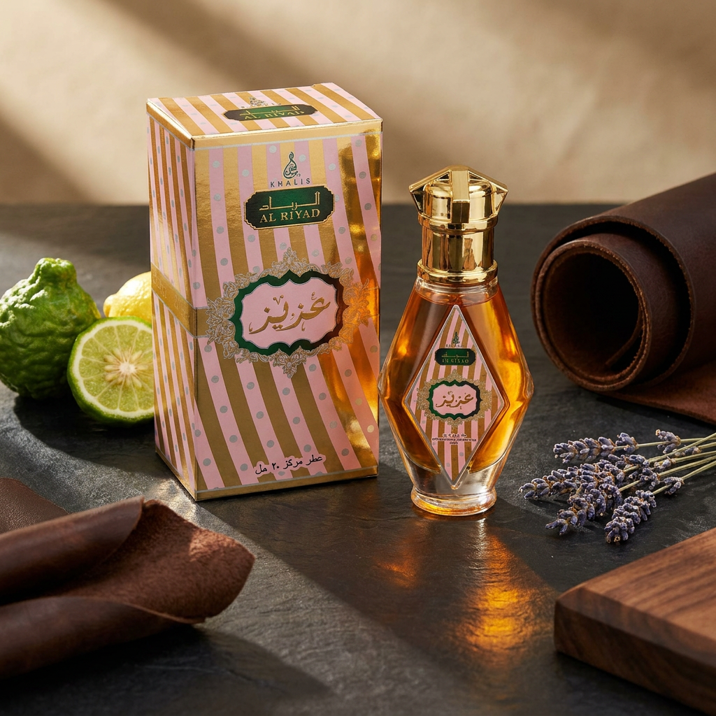AZIZ 20 ml perfume oil (TOP: GRAPEFRUIT, PINK PEPPER, LEMON, MANDARIN; MIDDLE: ELEMI, LAVENDER, GERANIUM, MAGNOLIA; BASE: PATCHOULI, MUSK, LEATHER, TONKA, WOODY, AMBER)
