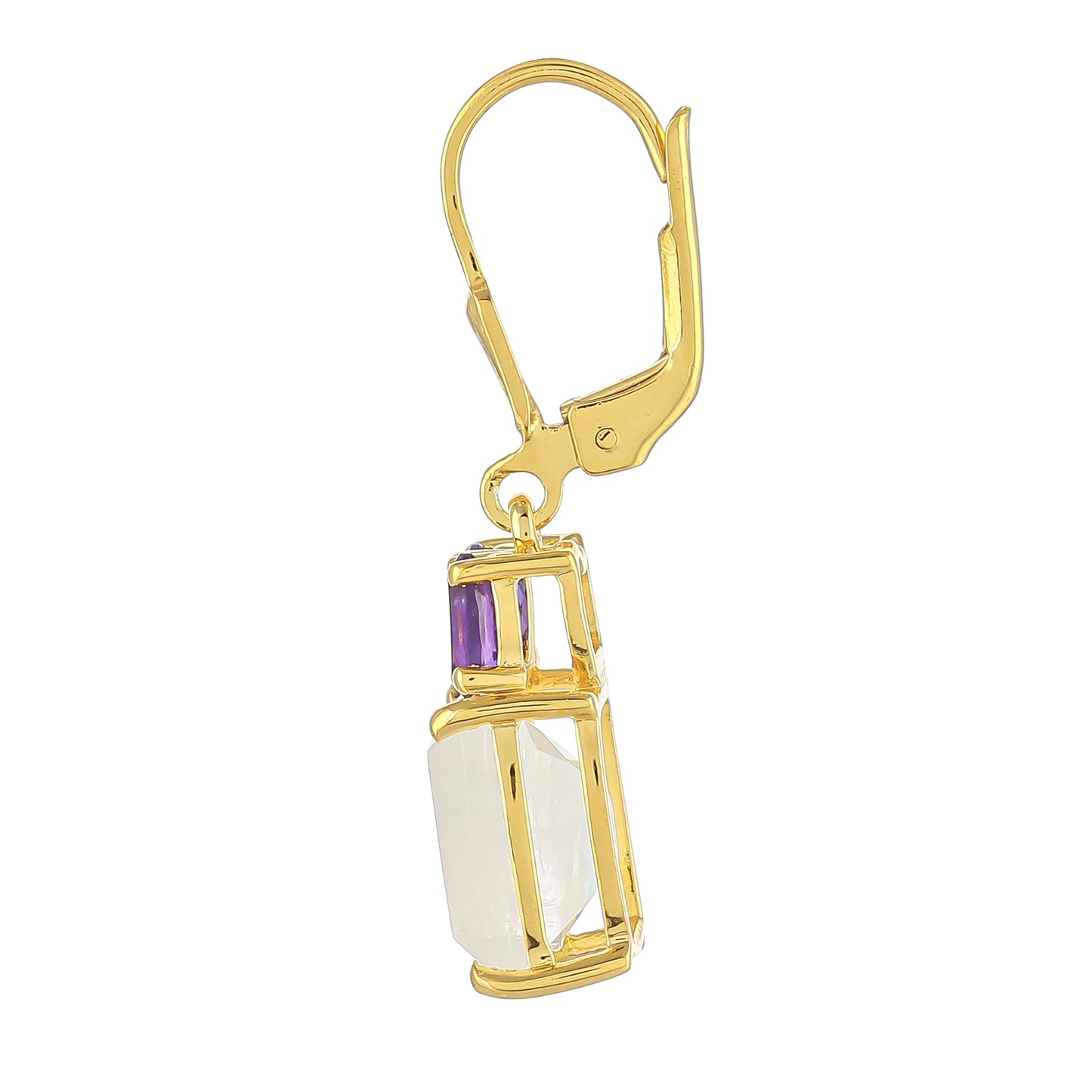 Kullatut hopeat Korvakorut Sateenkaarikuukivellä ja Brasilian Smaragdilla