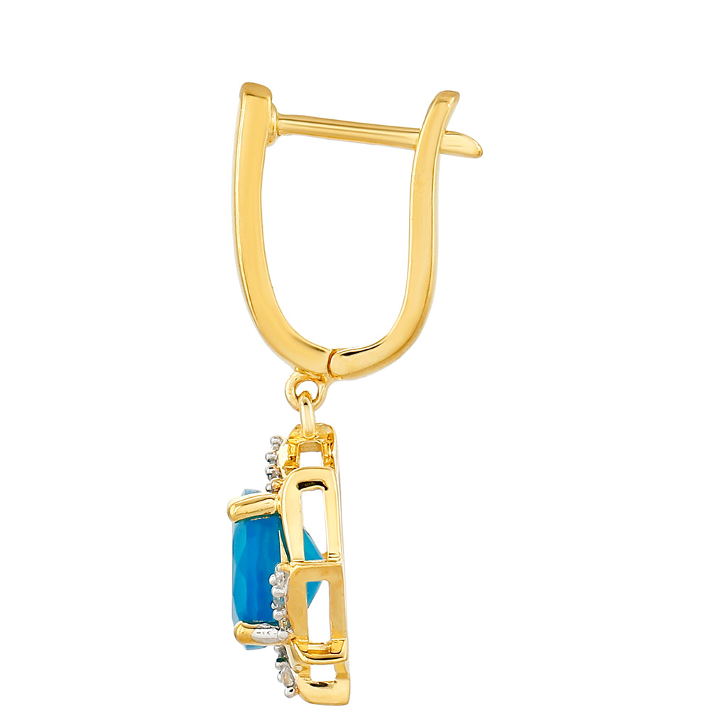 Kullatut hopeat Korvakorut Etiopialaisella Paraiba-Sinisellä Opaalilla ja Valkoisella Topaasilla 2 