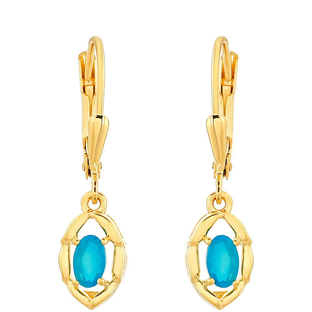 Kullatut hopeat Korvakorut Etiopialaisella Paraiba-Sinisellä Opaalilla