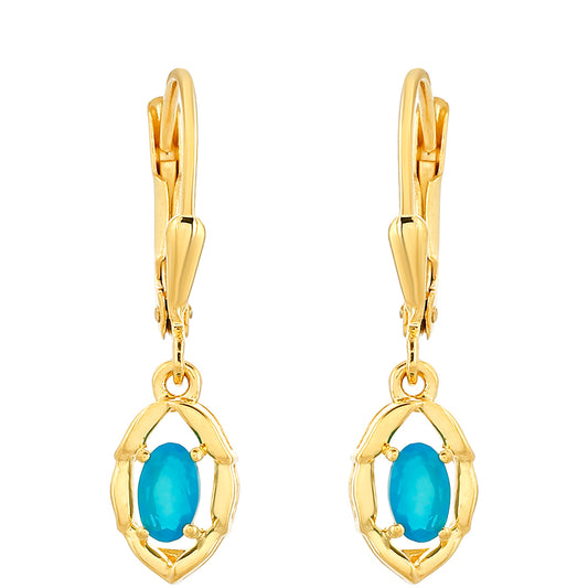 Kullatut hopeat Korvakorut Etiopialaisella Paraiba-Sinisellä Opaalilla