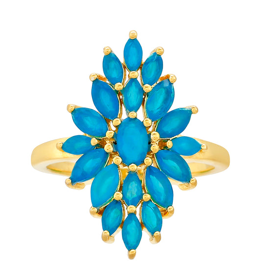 Kullattu hopeaSormus Etiopialaisella Paraiba-Sinisellä Opaalilla