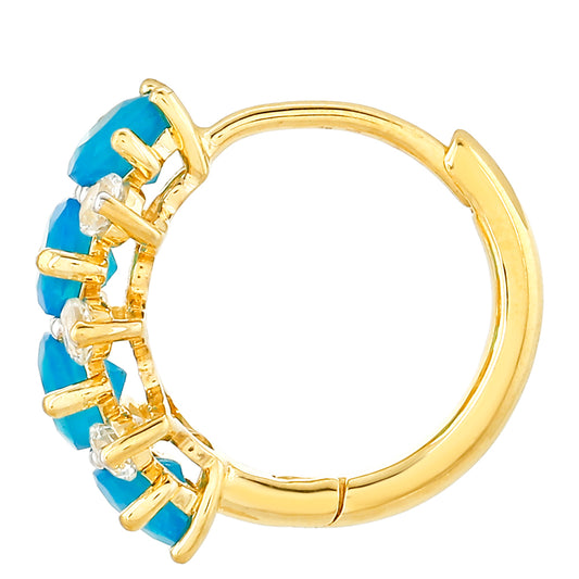 Kullatut hopeat Korvakorut Etiopialaisella Paraiba-Sinisellä Opaalilla ja Valkoisella Topaasilla