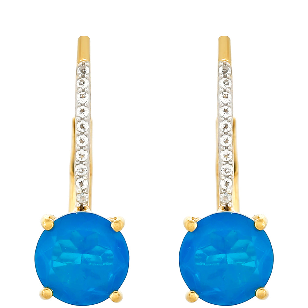 Kullatut hopeat Korvakorut Etiopialaisella Paraiba-Sinisellä Opaalilla ja Valkoisella Topaasilla 1 