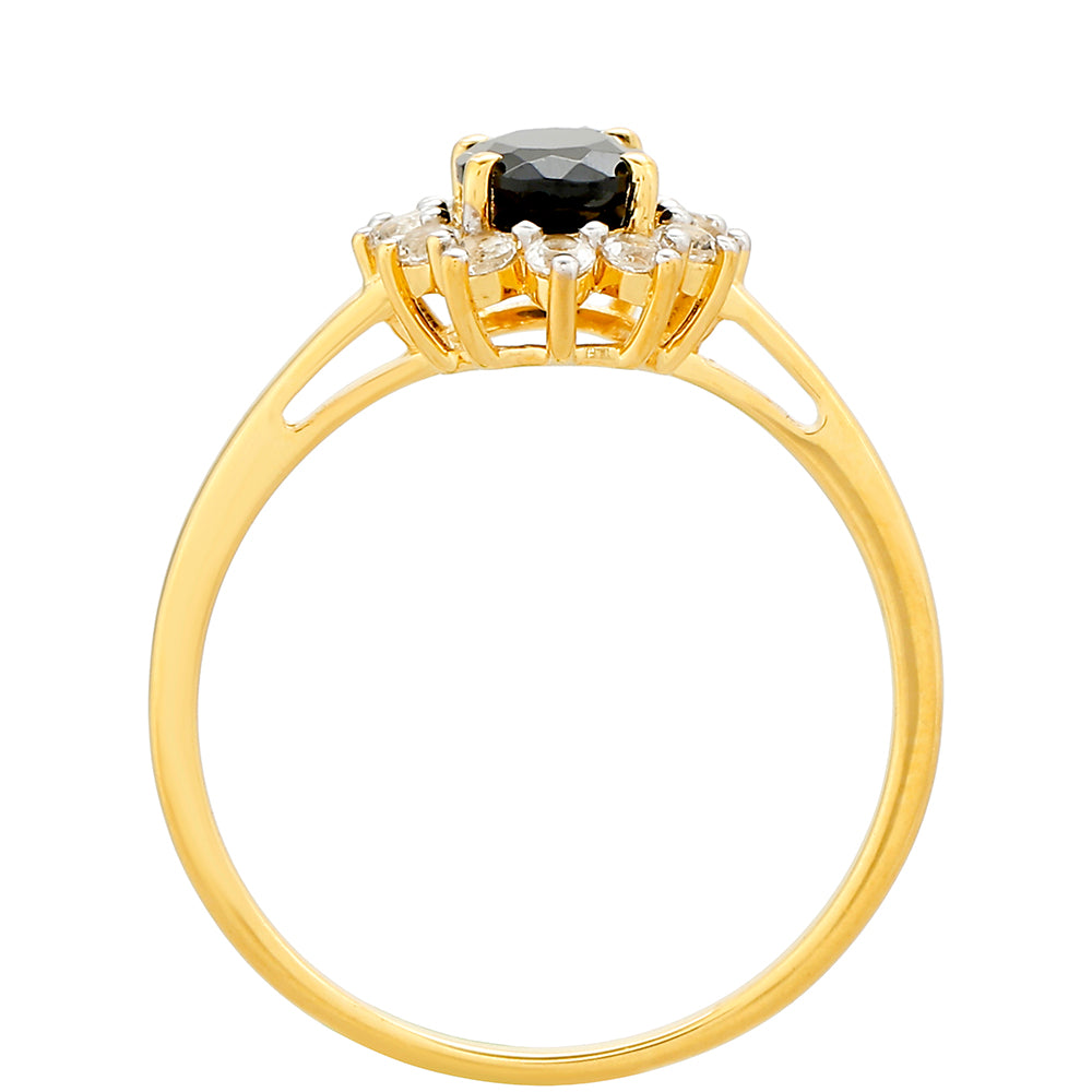 Kullattu hopeaSormus Mustalla Turmaliinilla ja Valkoisella Topaasilla 4 