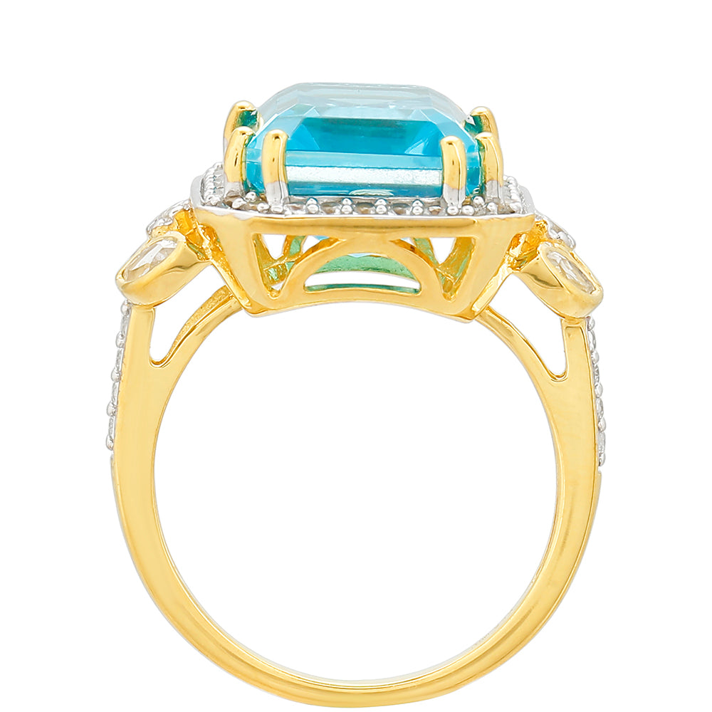 Kullattu hopeaSormus Paraiban Kvartsilla ja Valkoisella Topaasilla