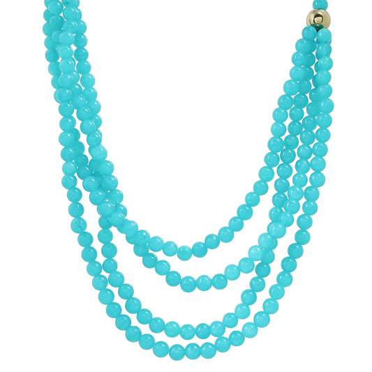 Kaulakoru Paraiban Kvartsilla ja Kultaisella Hematiitilla