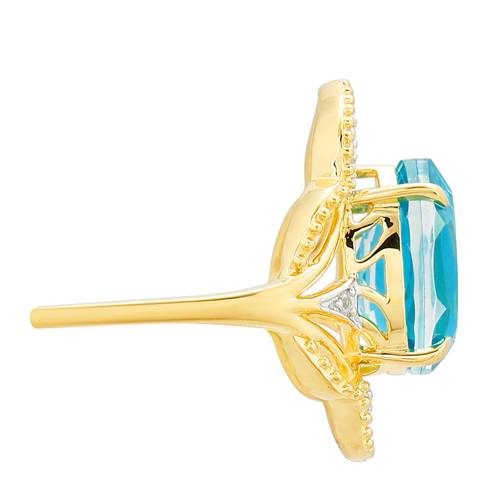 Kullattu hopeaSormus Paraiban Kvartsilla ja Valkoisella Topaasilla