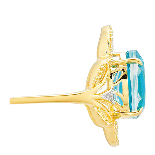 Kullattu hopeaSormus Paraiban Kvartsilla ja Valkoisella Topaasilla