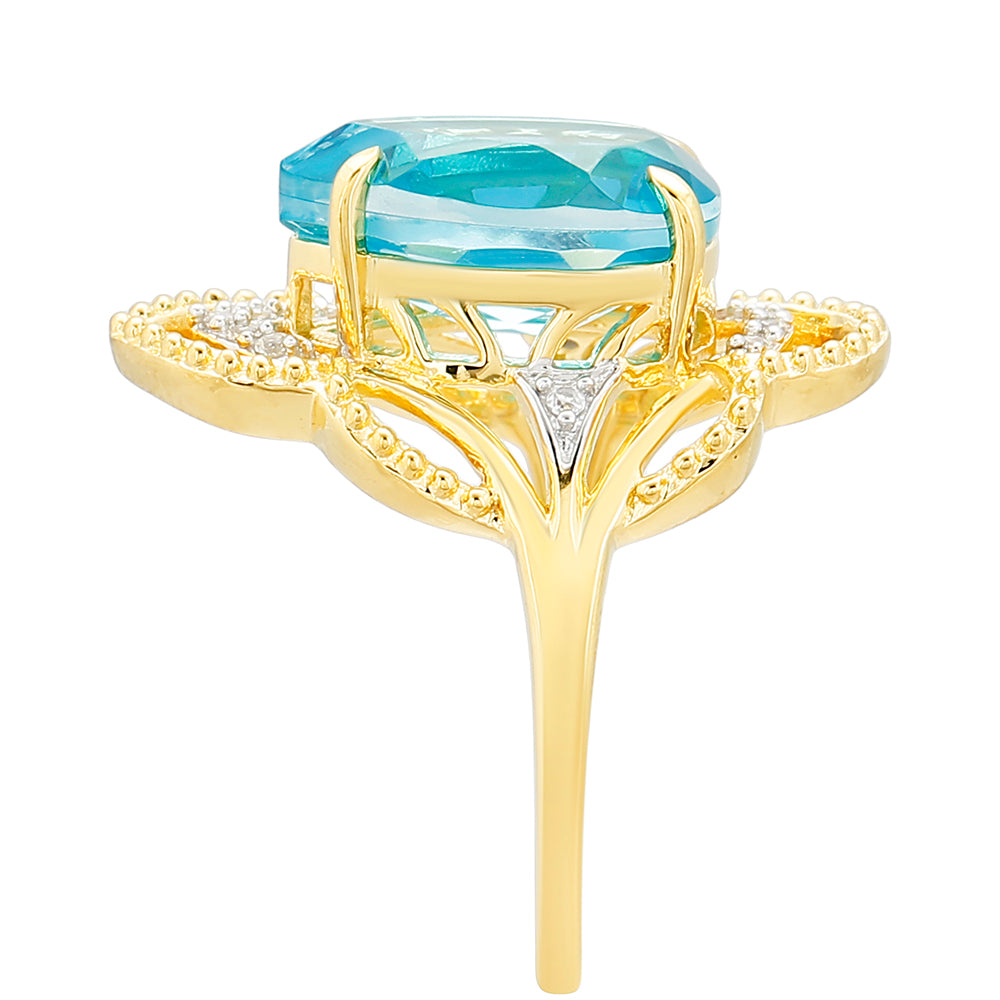 Kullattu hopeaSormus Paraiban Kvartsilla ja Valkoisella Topaasilla 3 