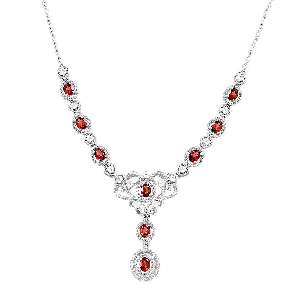 HopeaKaulakoru Granaatilla ja Valkoisella Topaasilla 1 