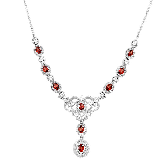 HopeaKaulakoru Granaatilla ja Valkoisella Topaasilla