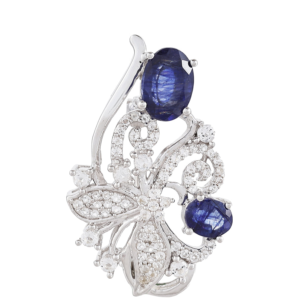 HopeaRintaneula Thaisafiirilla ja Valkoisella Topaasilla 1 