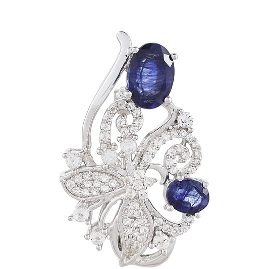 HopeaRintaneula Thaisafiirilla ja Valkoisella Topaasilla