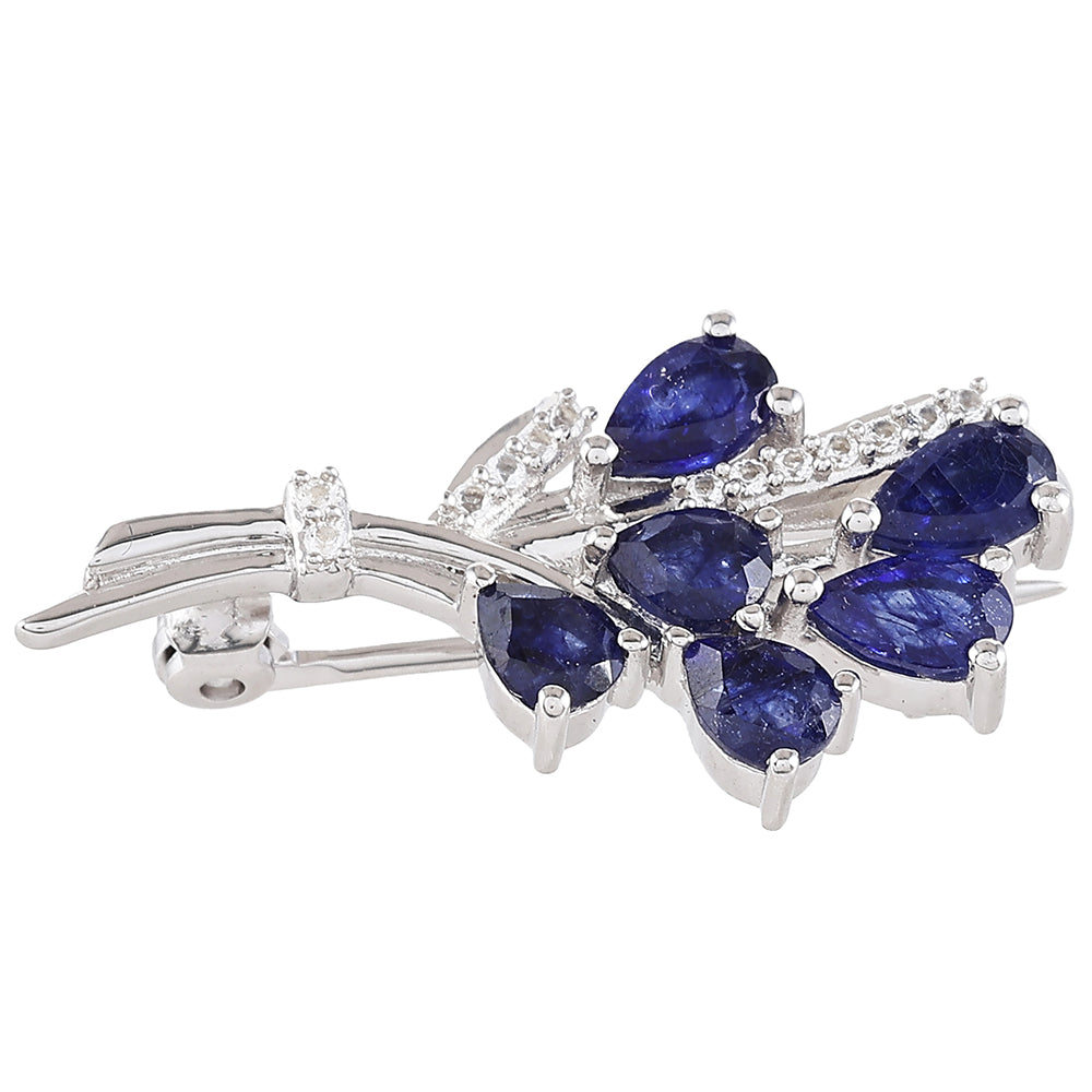 HopeaRintaneula Thaisafiirilla ja Valkoisella Topaasilla