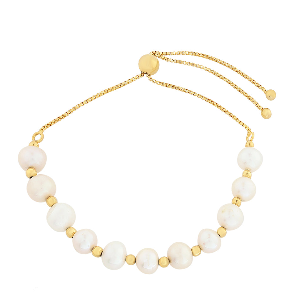 Kullattu hopeaRannekoru Viljellyllä Makeanveden Barokkihelmellä