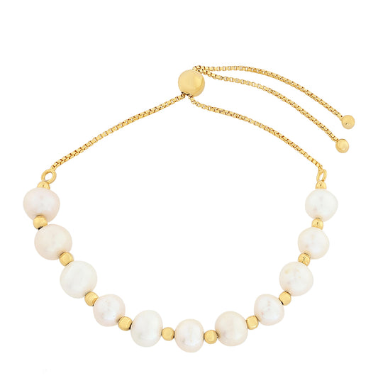 Kullattu hopeaRannekoru Viljellyllä Makeanveden Barokkihelmellä