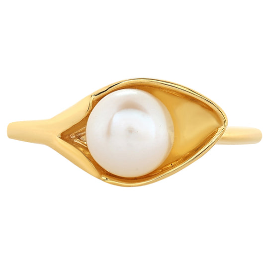 Kullattu hopeaSormus Viljellyllä Makeanveden Barokkihelmellä