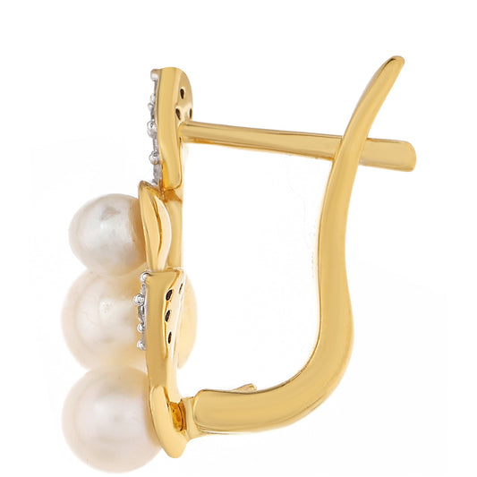 Kullatut hopeat Korvakorut Viljellyllä Makeanveden Barokkihelmellä ja Valkoisella Topaasilla