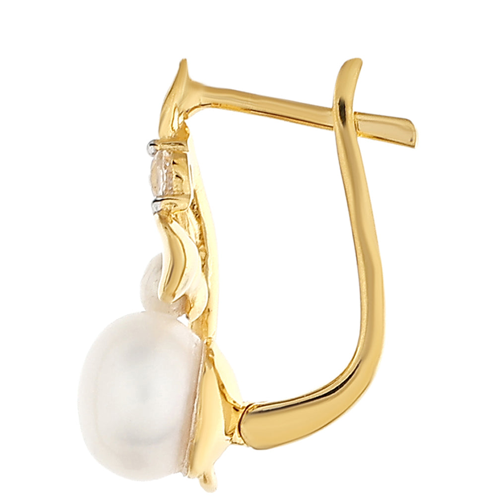 Kullatut hopeat Korvakorut Viljellyllä Makeanveden Barokkihelmellä ja Valkoisella Topaasilla 2 