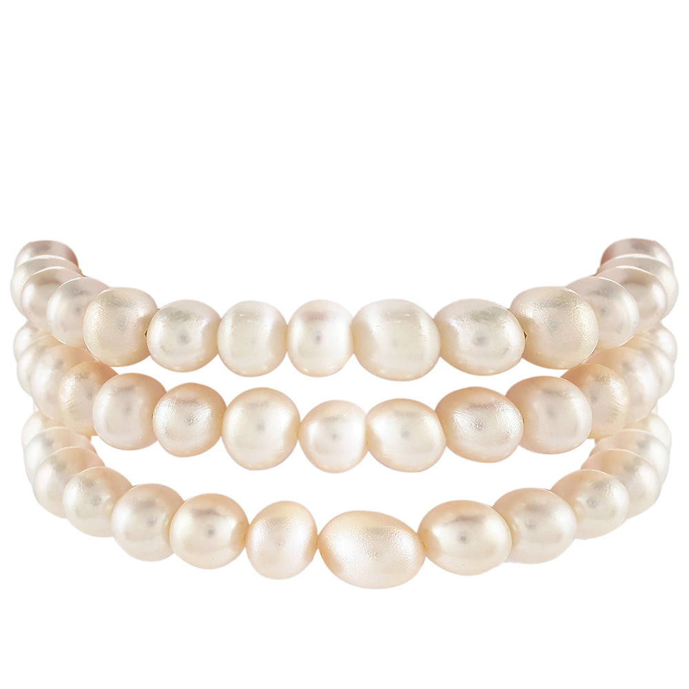 Kullattu hopeaRannekoru Viljellyllä Makeanveden Barokkihelmellä