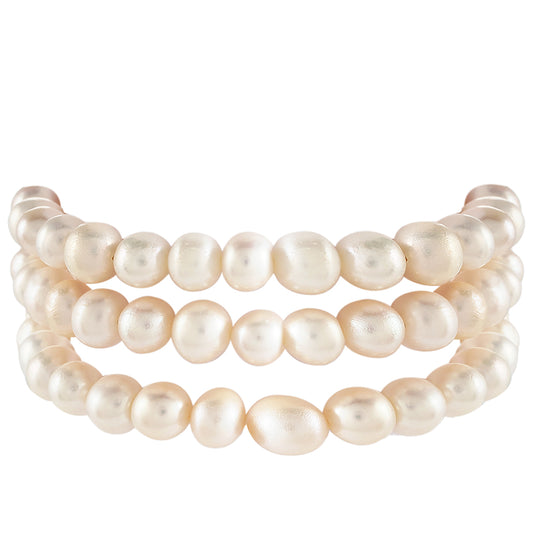 Kullattu hopeaRannekoru Viljellyllä Makeanveden Barokkihelmellä