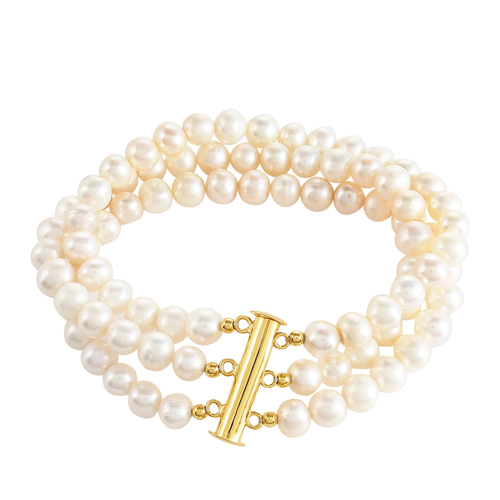 Kullattu hopeaRannekoru Viljellyllä Makeanveden Barokkihelmellä