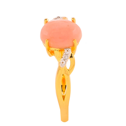 Kullattu hopeasormus Vaaleanpunaisella Opaalilla ja Valkoisella Topaasilla