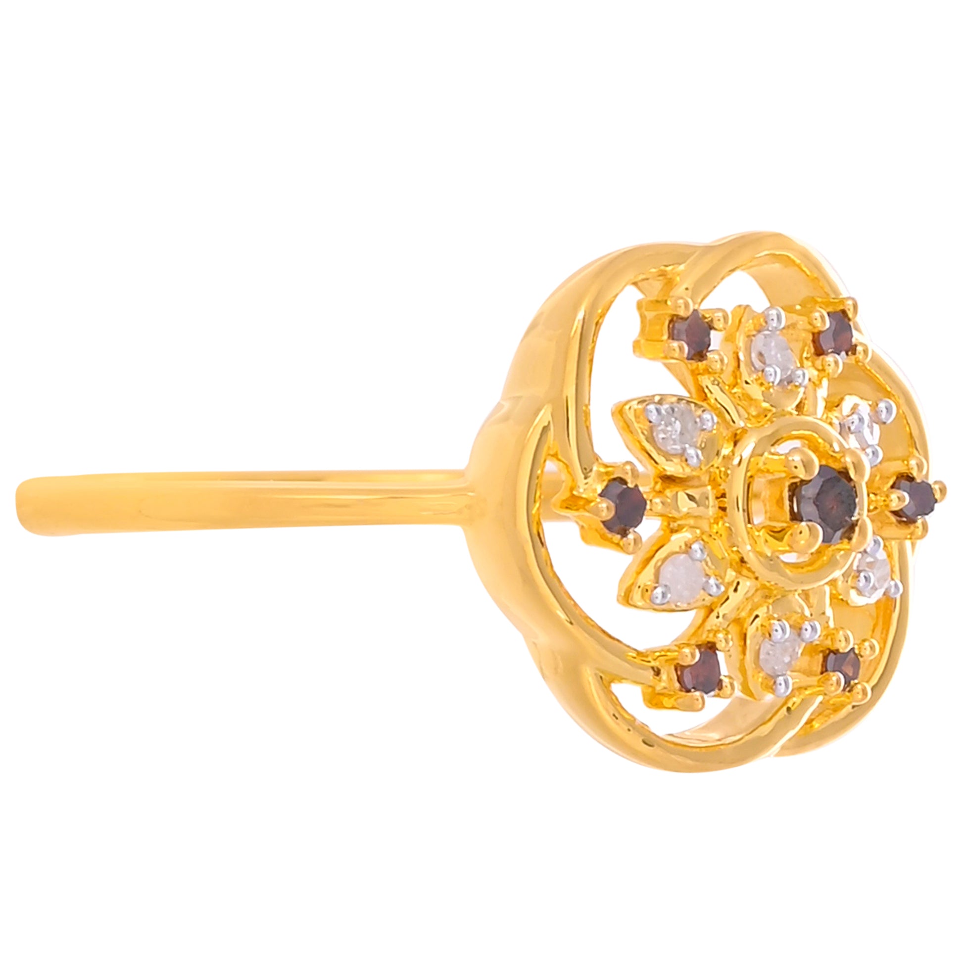 Kullattu hopeasormus Punaisella Timantilla ja Valkoisella Timantilla 2 