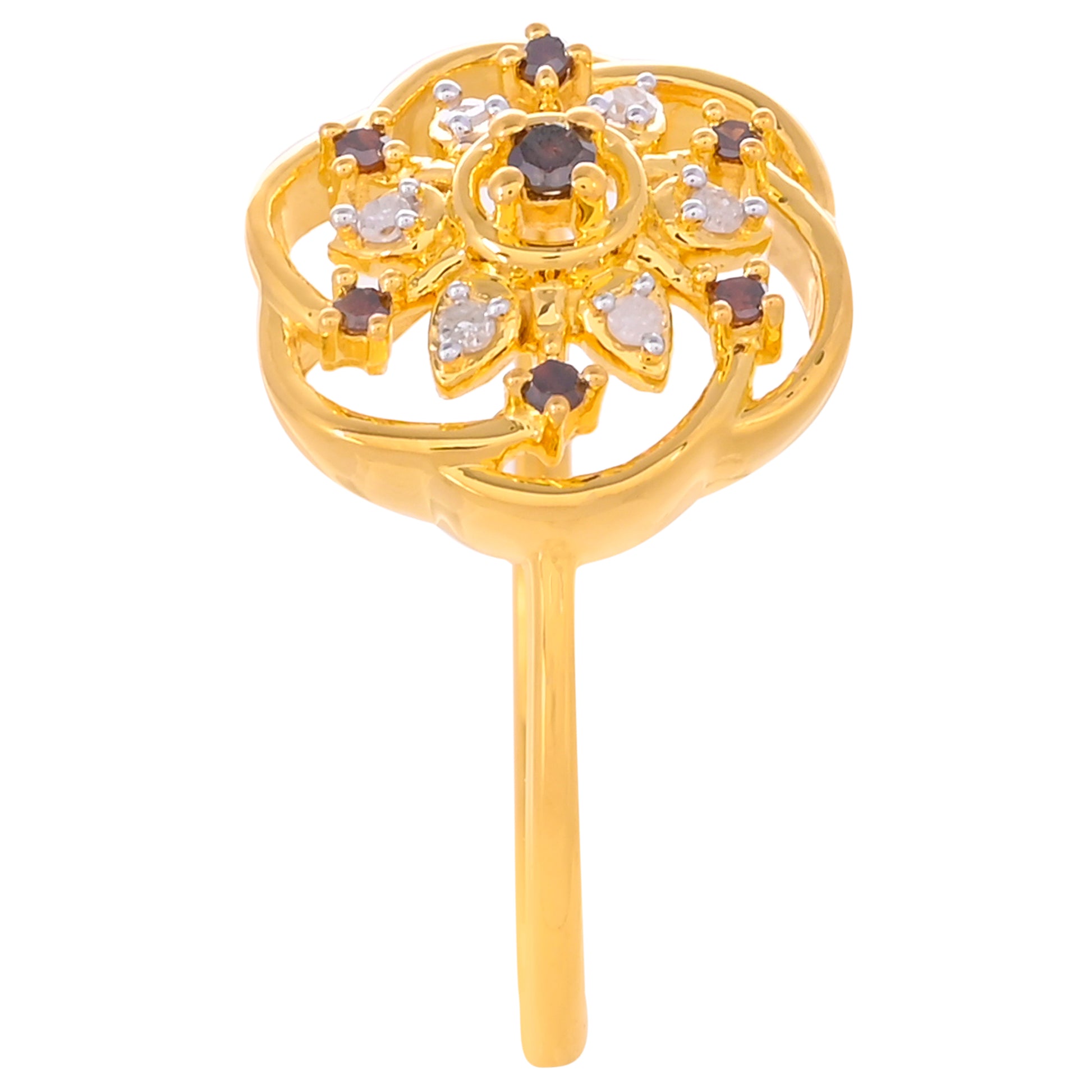 Kullattu hopeasormus Punaisella Timantilla ja Valkoisella Timantilla 3 