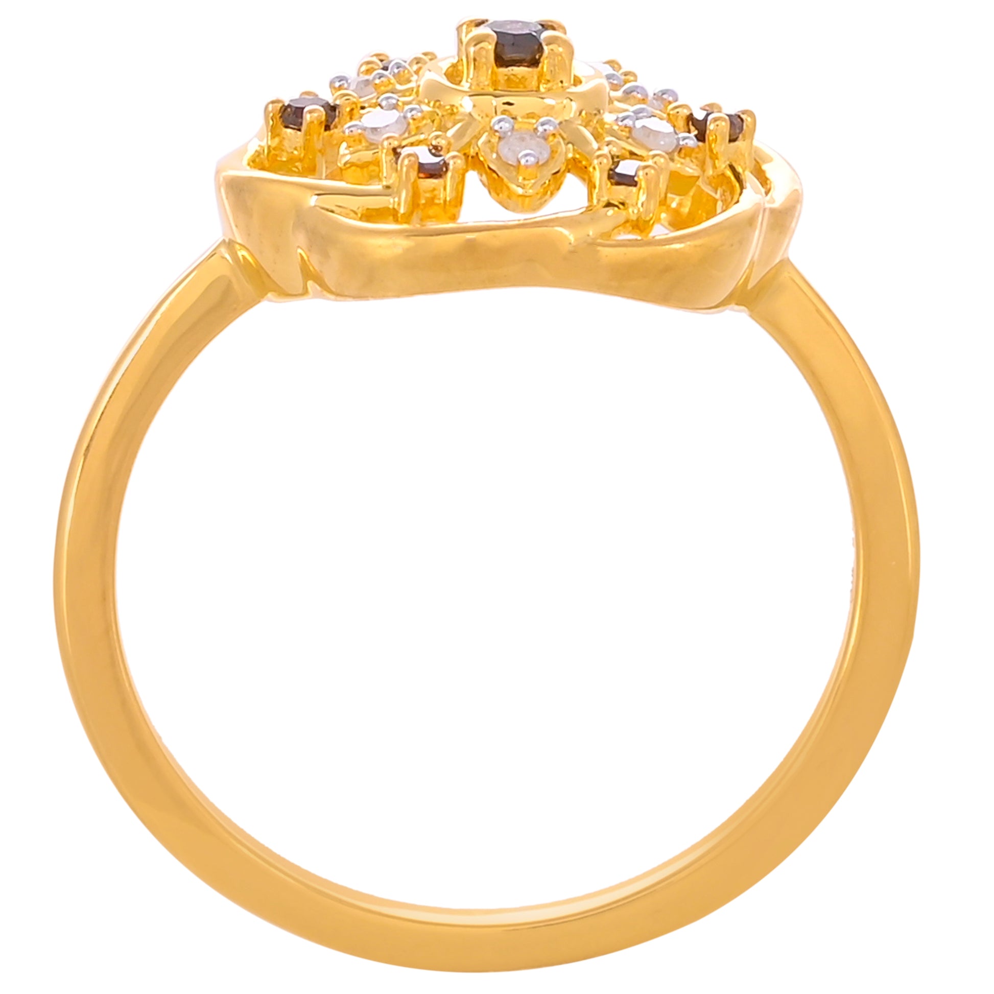 Kullattu hopeasormus Punaisella Timantilla ja Valkoisella Timantilla 4 