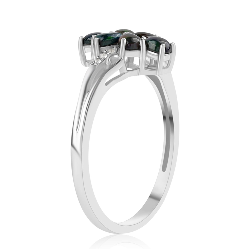 HopeaSormus Lega Dembin Keskiyönmustan Etiopialaisella Opaalilla ja Valkoisella Topaasilla 2 