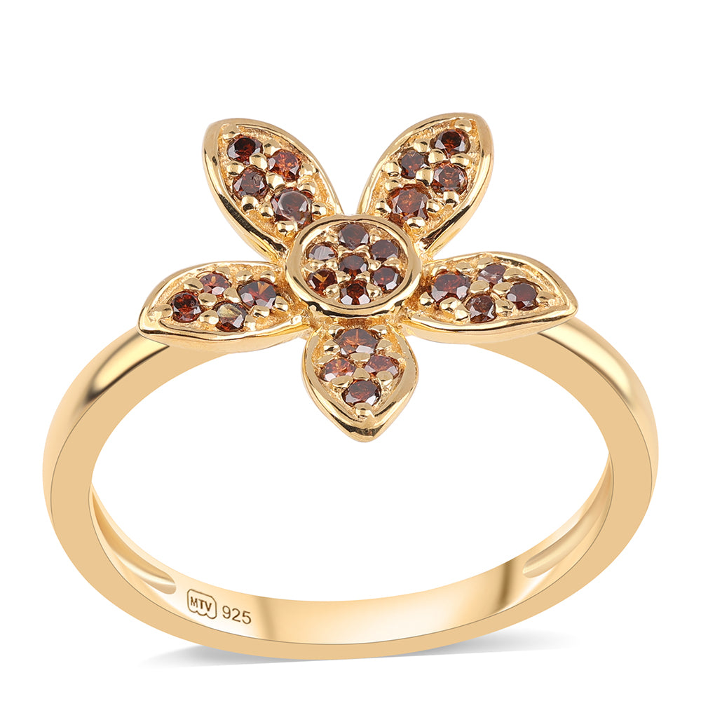 Kullattu hopeaSormus Punaisella Timantilla