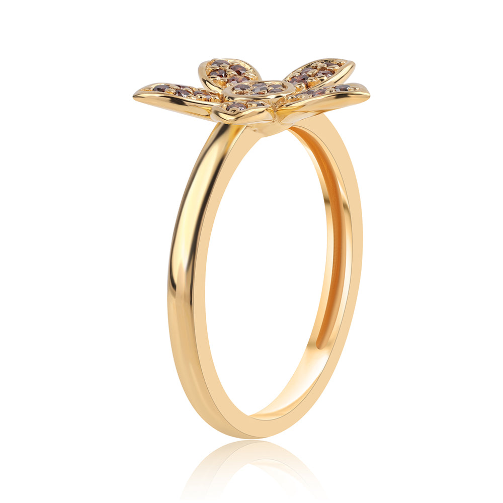 Kullattu hopeaSormus Punaisella Timantilla