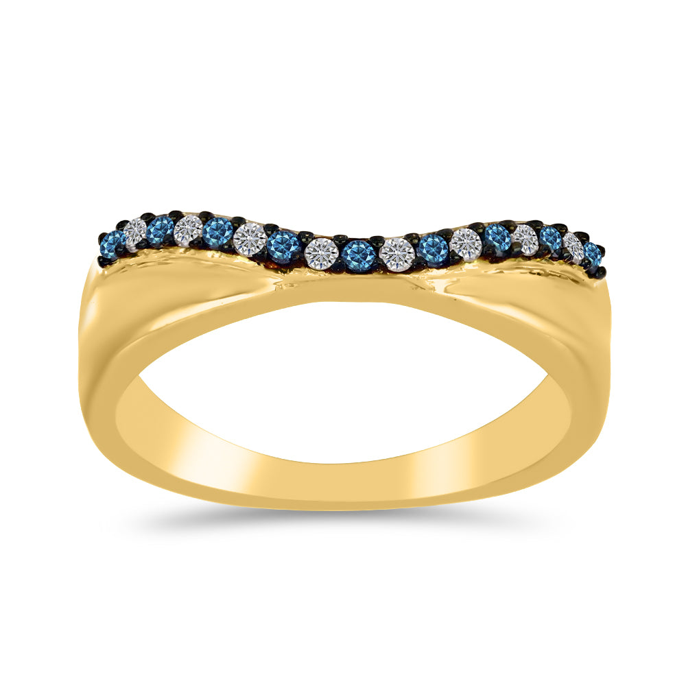 Kullattu hopeaSormus Sinisellä Timantilla ja Valkoisella Timantilla 3 