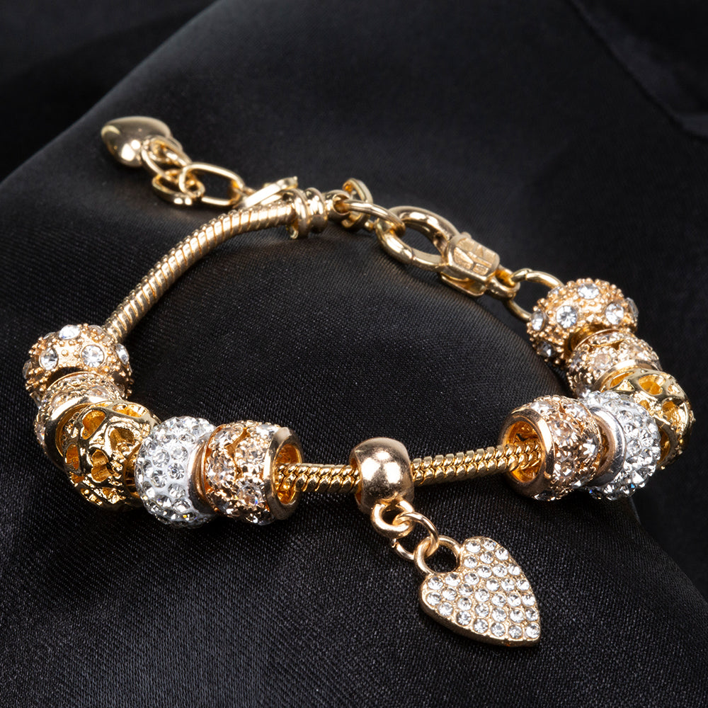 Kullattu TeräsRannekoru Valkoisella Emporia® Kristallilla 3 