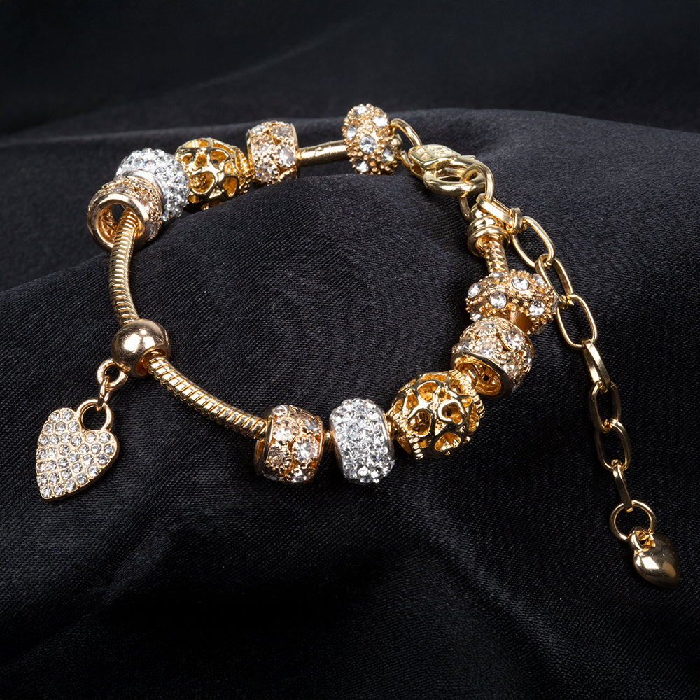 Kullattu TeräsRannekoru Valkoisella Emporia® Kristallilla