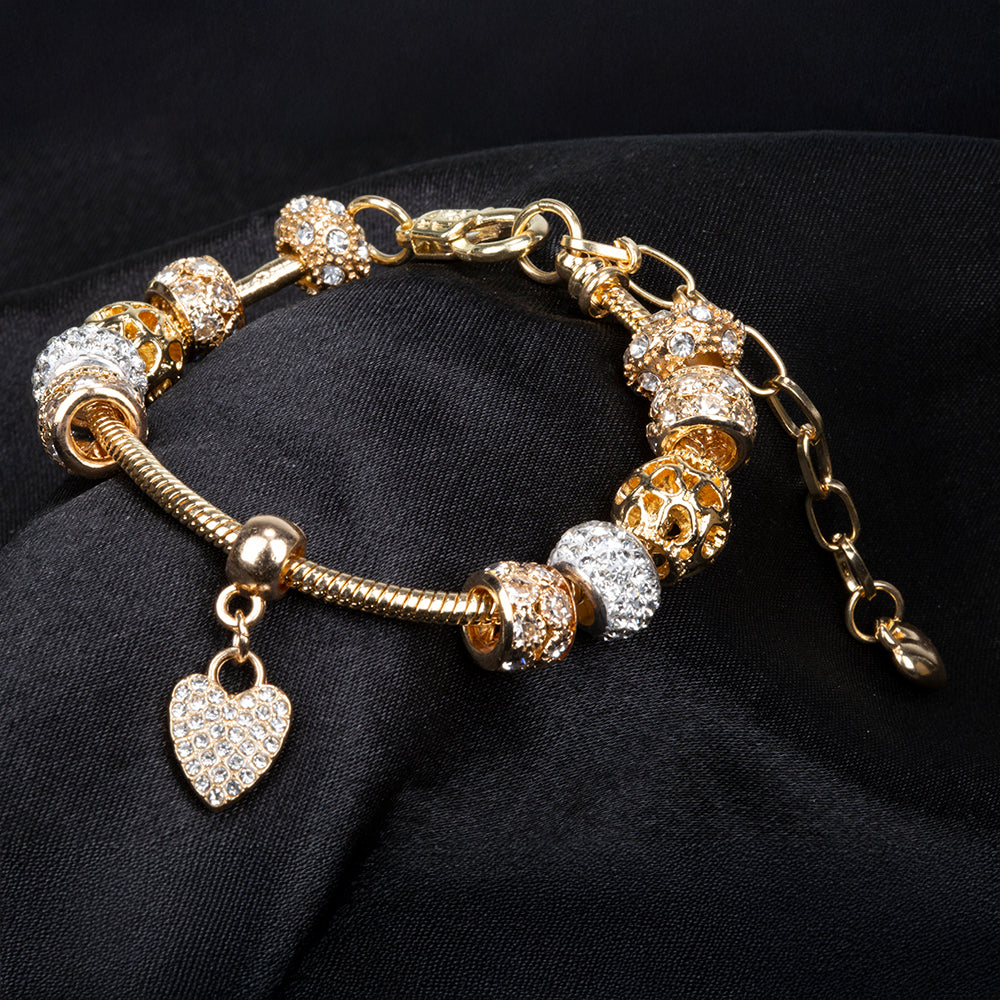 Kullattu TeräsRannekoru Valkoisella Emporia® Kristallilla